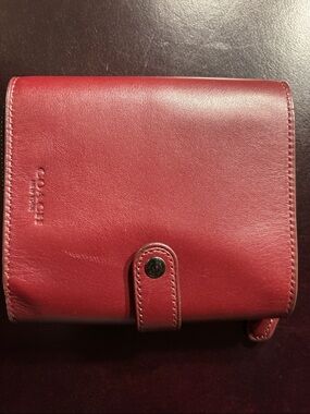 Coach Red Leather Button-Flap Wallet